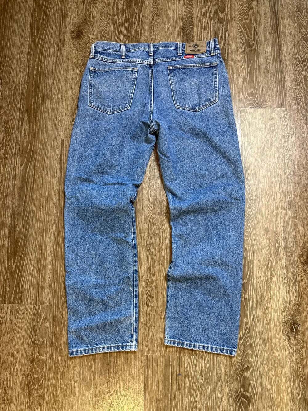 Wrangler Premium Jeans Mens 36x30 Blue Regular Fit Straight Workwear Denim Pants